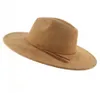 فوكس من جلد الغزال أعلى قبعة 95 سم بريم فيدورا قبعة الرجال النساء الخريف الشتاء