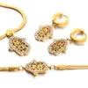 Ensemble de collier et boucles d'oreilles porte-bonheur, main de Fatima, Bracelet en acier inoxydable, breloque Khamsah Miriam, collier, bijoux à la mode, cadeau