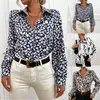 Women's Blouses Lapel Print Sexy Button Down And Tops Women V Neck Roll Up Sleeve Dressy Casual Ladies Elegant High Quality Beautiful