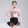 STAGE Wear Girls Latin Dance Costume rose BodySuit bleu jupe de performance professionnelle Summer Summer Chacha Rumba Dancing Clothes DL10933