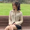 Women's Blouses Xingqing Solid Cute Lace Y2K Shirts See Through Elegant Sexy Long Sleeve Fairycore Tops Women Single Breasted Casual