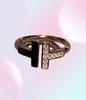 Luksusowy projektant mody NY Letter Double T Diamond Ring4941757