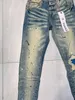 Man Jeans Designer Paarse Jeans Skinny Ripped Biker Slim Straight Skinny Broek Designer Stack Amerikaanse maat Jeans Heren Trend Brand Vintage Pant Heren 29-40 7010