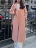 Autumn Winter Loose Woolen Coat for Women Casual Solid Outerwear With Belted Korean Fashion Chic Female Overcoat Clothes 231225