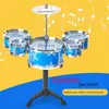 Simulation Jazz Drum Music avec 5 ensembles de batterie Instruments de musique Jouets Bâtons de cymbale Rock Set Tambour à main Instrument de musique Jouet 231225