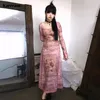 Casual Dresses Karrram Japanese Y2k Long Dress Vintage Harajuku Maxi Grunge Aesthetics Pink Party Lolita Sleeve Knit