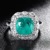 Clusterringe Spring Qiaoer 925 Sterling Silber 10 10mm Labor Ruby Emerald Gemstone Engagement Fine Schmuck Vintage Ring für Frauen Geschenk