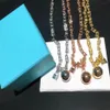 Vintagel Hardware Pendant Necklace Copper med 18K Gold Plated Round Ball Lock Chain Bucket Short Brand Designer Jewelry for Women286U