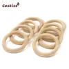 65mm Nature Montessori Baby Toy Organic Infant Teething Teether Accessories Wooden Ring Set Necklace 231225