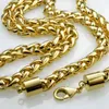 18K 18CT Gold rempli pour hommes tissés 60 cm Lengh Collier à chaîne lourde N492523