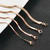 Kedjor Rostfritt stål Snake Rose Gold Color Tone Necklace Flat Chain Jewelry Gift Diy Fynd Accessories304D