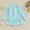 Girl Dresses Toddler Girls Bikini Beach Swimwear Long Sleeve O Neck Daisy Print Romper Bathing Suit