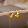 Dangle Earrings 2023銅ジルコン幾何学的なピンクの女性の緑のスタンプフープ女の子のパーティーギフト用のピアスペンダント