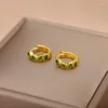 Dangle Ohrringe 2023 Kupfer Zirkon Geometrisch rosa Frauen Green Stamp Hoop durchbohrte Anhänger für Mädchenpartygeschenke