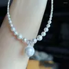 Choker 925 Sterling Silver Gradient Size Micro Small Pieces Of Necklace Pearl