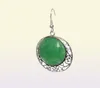 Vintage 925 Sterling Silver Natural Green Jade Natural Coin Peads 2 Cytatrings3034392