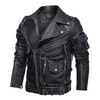 Winter Mens Leather Jacket Men Fashion Motorcycle PU Leather Jacket Cool Zipper Pockets Leather Coats EU Size 231225