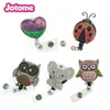 10pcs Cute Enamel Rhinestone Animal Shape Ladybug Elephant Eagle Retractable ID Badge Reel for Student Nurse Doctor Officer Suplie267h