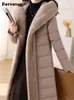 Fotvotee veste d'hiver femmes manteau à capuche col de fourrure mode coréenne dame vêtements épaissir chaud bouffant élégant longues Parkas 231225
