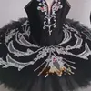 Stage Wear Children Black Swan Ballet Tutu Dress Professional Leotard Dance Performance Costume Girls Sequin Skirts