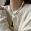 Zincirler Lüks İnci Chocker S925 STERLING Gümüş Moda Kız El Yapımı Zarif Kadın Tasarımcı Kolye