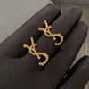 Estado de garanhão Earring de designer de brincos de amor para mulher Marca Simples Letters Y Gold 925 Silver Diamond Ring Lady Brincos