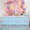 Jupe de Table Tutu en Tulle blanc, nappe rectangulaire, décoration de fête d'anniversaire et de noël, installation facile, 231225