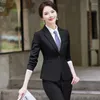 Dames tweedelige broek EL Manager Business Suite Long Sleeve Spring en Autumn Property Front Stage Work Wear Kleding Sales Department W