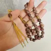 Strand Muslim Rosary Sunset Stone Misbaha Gold Color Metal Islamiska bönpärlor Arabiska modetillbehör Tasbih Tasbeeh Sibha gåvor