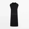 Donegirl Women Fashion Short Sleeve Turtleneck Dresses Simple Temperament Knitted High Collar Long Dress Female Chic 231225