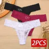 2PCS M-XL Koronkowe stringi G-String Metties Seksowne kwiatowe bieliznę Przezroczyste majtki żeńskie majtki bielizny 231225