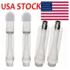 USA STOCK Cartucce Vape Carrelli in ceramica pieni Atomizzatori per olio denso da 1 ml Carrelli per sigarette elettroniche vuoti Carrelli a vite piatta Punte per olio da 2 mm Bobina in ceramica Atomizzatore a 510 fili V22