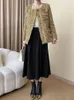 Giacche da donna Nappe gialle Giacca Tweed Big Tweed Cock Round Maniche lunghe Women Coat Fashion Tide Tide Spring Autumn 2023 O731