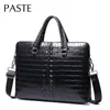 Briefcases 100% Genuine Leather Crocodile Briefcase Men Business Handbag Male Laptop Shoulder Bags Tote Natural Skin Men Briefcase Big