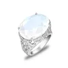 In tutto 12 pezzi Luckyshine Oval Fire Oval White Moonstone Gemstone Rings Silver Weeks Gioielli Anello regalo San Valentino FO273Y