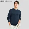 Men's Sweaters Giordano Men Sweaters Combed Embroidery Crewneck Knitwear Cotton Ribbed Crewneck Long Sleeves Sweaters 18051602 J231225