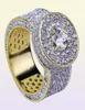 Classique hommes Hip Hop grand 18k véritable plaqué or anneaux cubique zircone diamant bague de mariage cadeau50393102459047