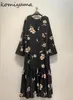 Casual Dresses Floral Print Vestidos Mujer Fminino Deep V Neck Vestido långärmad klänning japansk vintage ropa höstkvinnor