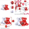 Parti Dekorasyonu Seni Seviyorum Bear Balons Heart Valentines Set Dekor Karikatür Mutlu Yıllar Günü Düğün Folyo Balon Yıldönümü GIF DHZPO