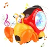 Juguetes para caminar con forma de cangrejo con luz LED, duraderos con detección de música, cangrejo que se arrastra, juguetes de cangrejo ermitaño bailando de plástico para niños, regalo de cumpleaños 231225