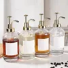 Liquid Soap Dispenser Leak Proof Syrup Pump Coffee Glass Bottle Set With Labels For Home Restaurant 17oz Bar