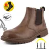 Winter Boots Leather Shoes Men Work Safety Indestructible Steel Toe Chelsea 231225