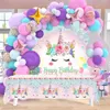 Rainbow Unicorn Backdrop Balloon Arch Garland Kit Birthday Party Decoration Kids Confetti Balloons Decorations 231225