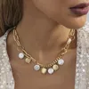 Hänge halsband mode oregelbundet imitation pärlhalsband för kvinnor trendiga retro kvinnor klavikel kedja smycken grossist direktförsäljning