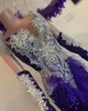 Grape Purple Mermaid Evening Celebrity Dress for Women Sparkly Diamond Velvet Birthday Prom Gown vestido de gala largo