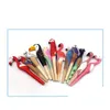 Presentrollsbollpennor handgjorda djur snidade trä penna söt kreativ flamingo skrivande kulpunkt trä nyhet presentskola stationär b dhb2q