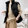 Jackets Stand Neck Puffer Cotton Vest Beige Black Autumn Winter Loose Vest Women Jacket