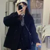 Frauenjacken Houzhou Japanische Mode Langer Mantel Frauen Winter Preppy Stil Tweed Jacke Korean Streetwear Übergroße Vintage -Ästhetik