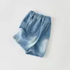Byxor 1-7 år barn denim shorts baby pojkar flickor sommar modekläder småbarn casual jeans byxor barn lösa 2023