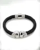 BC smycken som säljer modemän kedjor äkta läder flätade Northskull -armband dubbla skalle Bangle BC0024131372